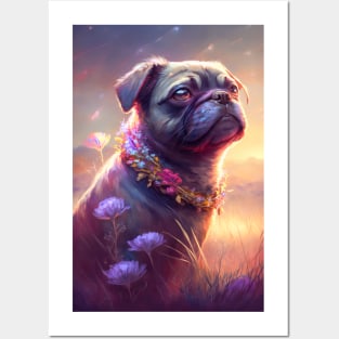 Pug Dog Animal Portrait Painting Pet Character Posters and Art